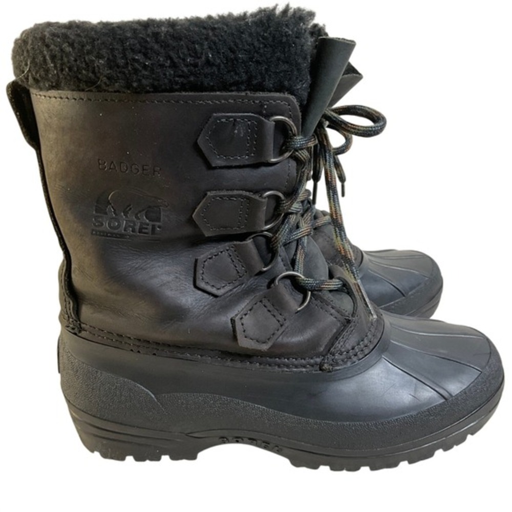 Sorel Badger Mens Black Leather‎ Waterproof Insulated Winter Snow Boots Size 7